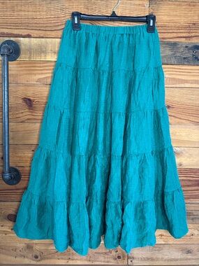 Lucy Paris Green Tiered Maxi Skirt